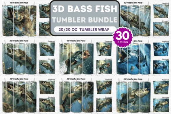 3D Bass Fish Tumbler Wrap Bundle