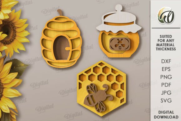 3D Bee Tiered Tray Decor – Creative Design for Every Space