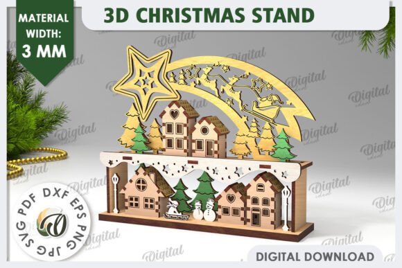 3D Christmas Stand Decor LaserCut Design: A Modern Twist on Holiday Crafting