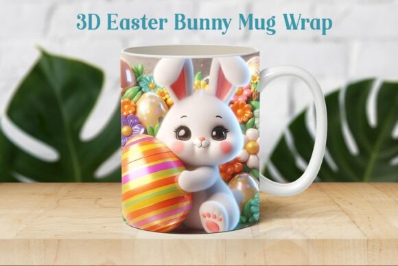 3D Cute Easter Bunny Mug Wrap PNG: A Versatile Design for Creative and Practical Uses
