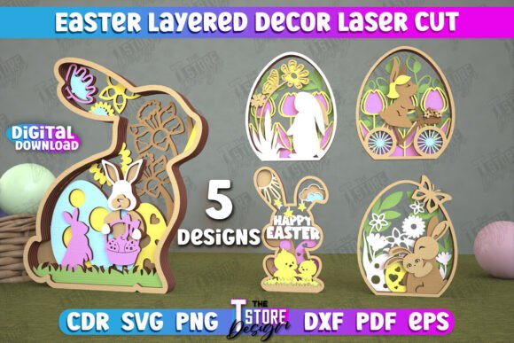 3D Easter Layered Decor Laser Cut Bundle