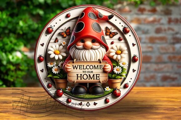 3D Gnome Welcome Sign Sublimation PNG