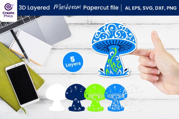 3D Layered Mushroom Paper Cutting SVG for Creative Projects