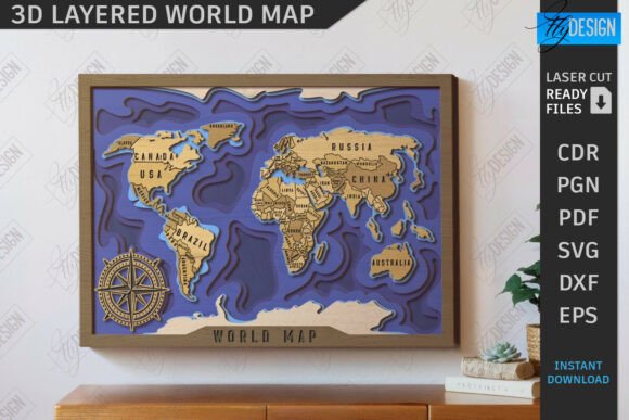 3D Multilayer Wall World Map Laser Cut: A Modern Decor Solution for Home and Office