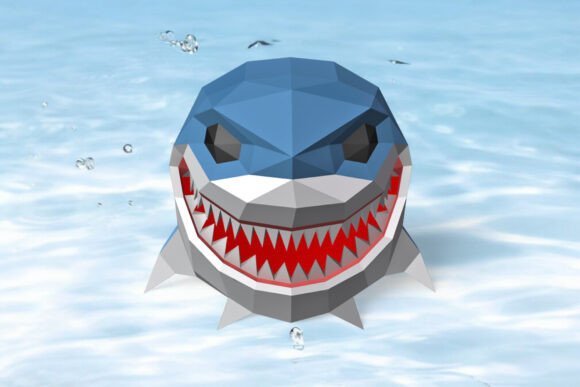 3D Papercraft Shark Trophy for Creative Projects
