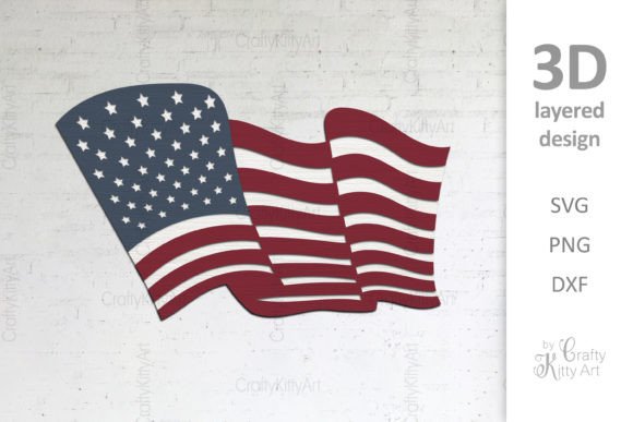 4th of July American Flag 3D Layered SVG for Creative Projects
