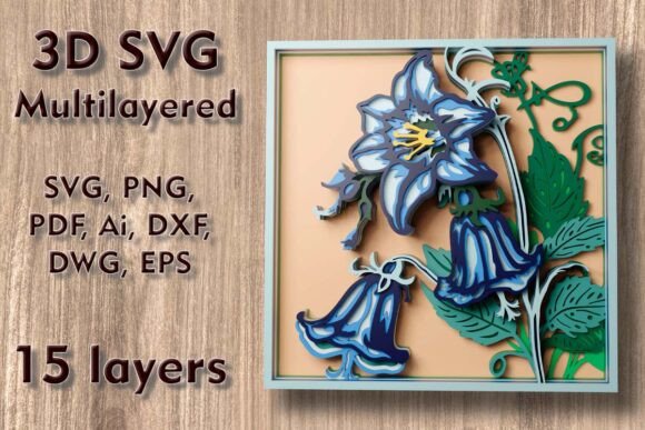 Bellflowers 3D SVG Multilayer Cut Files for Creative Projects