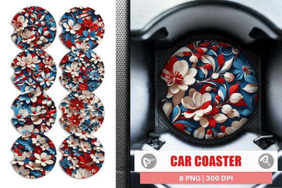 Car Coaster 3D Flower 4th of July