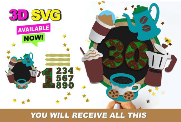 Coffee Cake Topper 3D SVG – Spark Creativity in Every Celebration
