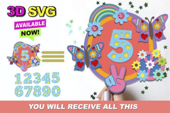 Designing with Groovy Retro Cake Topper 3D SVG