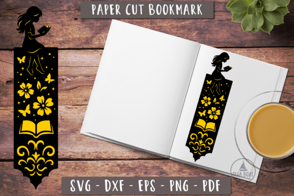 Girl with Book Bookmarks SVG 3D Design for Creative Projects