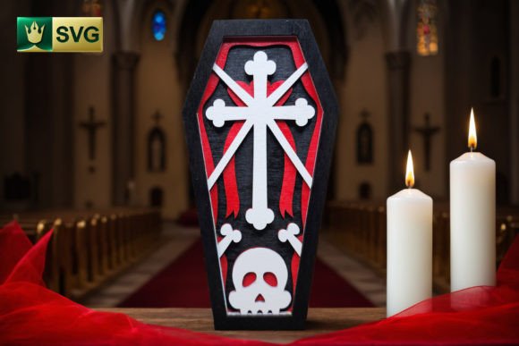 Halloween Coffin V6 Cross 3D SVG: A Spooky Creation Tool for All Skill Levels