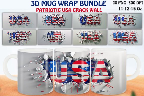 Patriotic USA 3D Mug Wrap Bundle: A Creative and Expressive Way to Show Your American Spirit