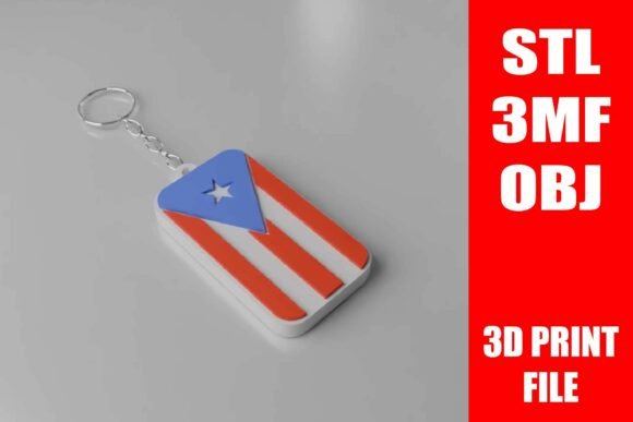 Puerto Rico Flag Keychain STL 3D Print: A Digital Design for Creative Printing