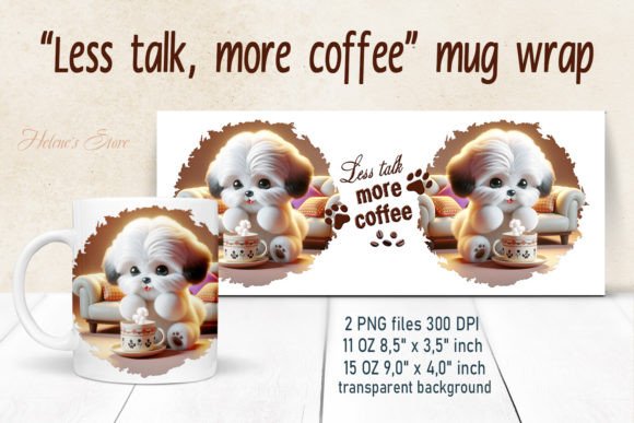 Shih Tzu 3D Dog Mug Wrap Sublimation PNG: A Unique Design for Coffee Lovers