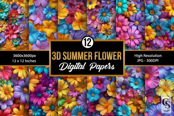 Summer 3D Flowers Seamless Patterns: A Creative Resource for Craft Enthusiasts
